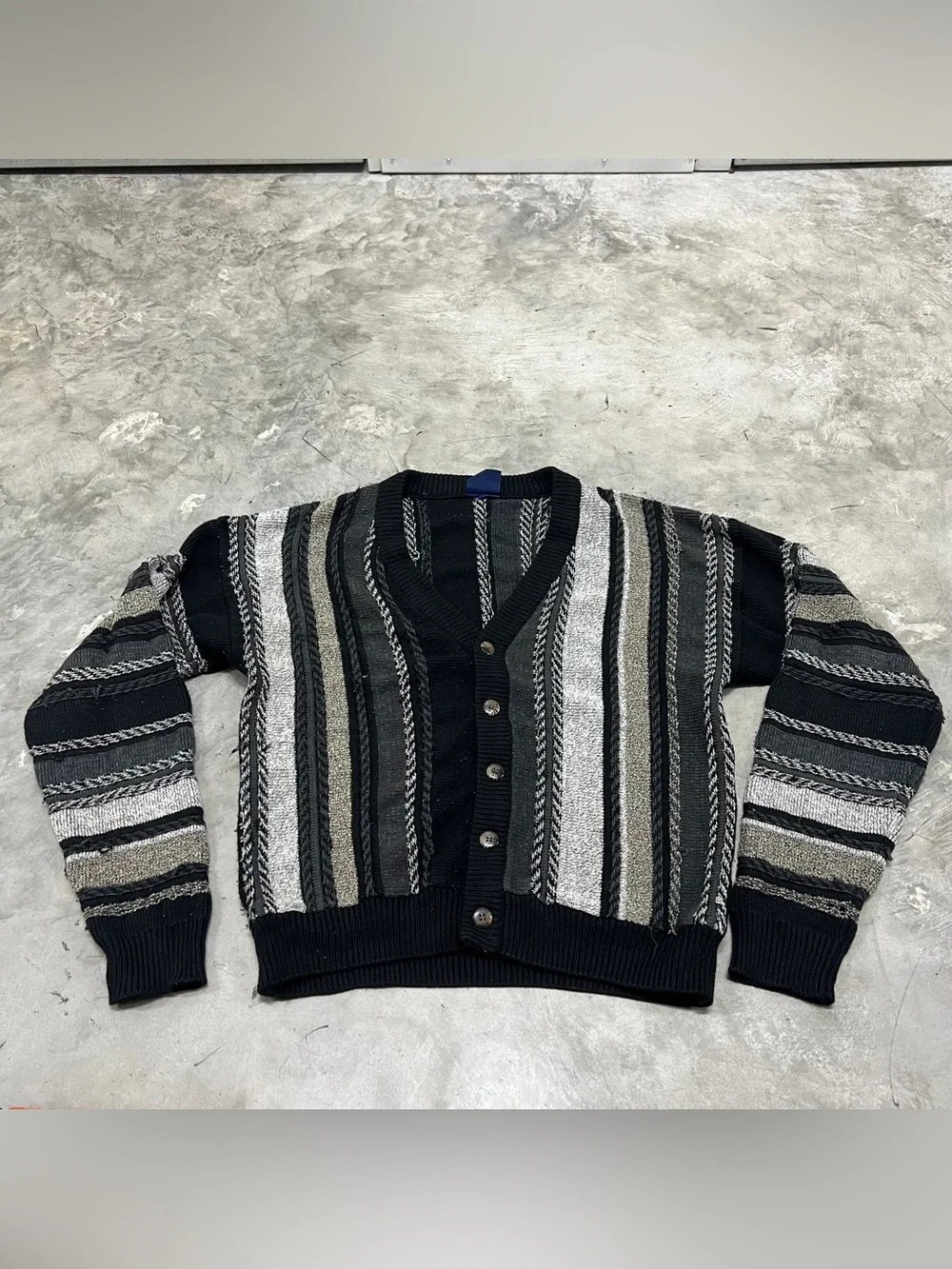Vintage Cardigan Mens Large Knit Acrylic 80s 90s Retro Sweater John Blair Coogi